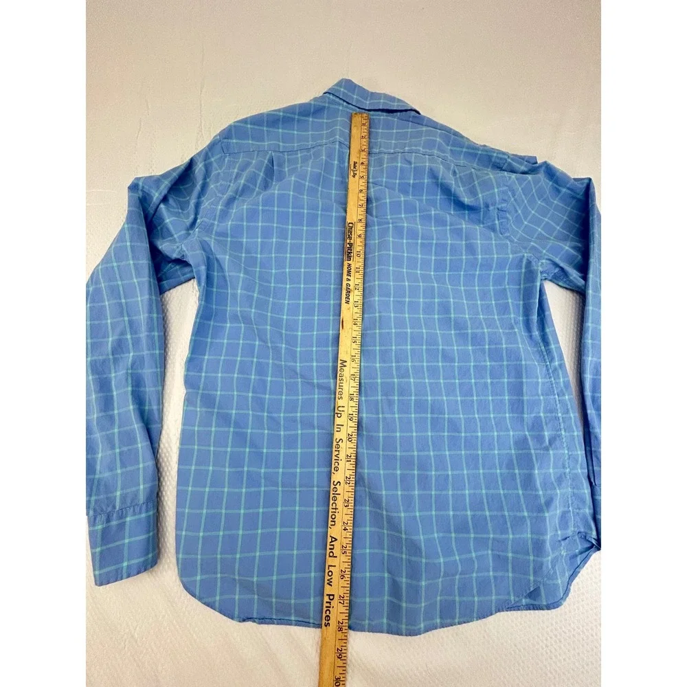 Bonobos‎ Mens Standard Fit Blue Teal Windowpane Check Button Down Shirt Size M